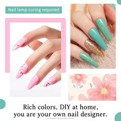 Close-up of JR gel nail polish set glossy finish