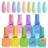 JR gel nail polish set in macarons colors for a vibrant, long-lasting manicure