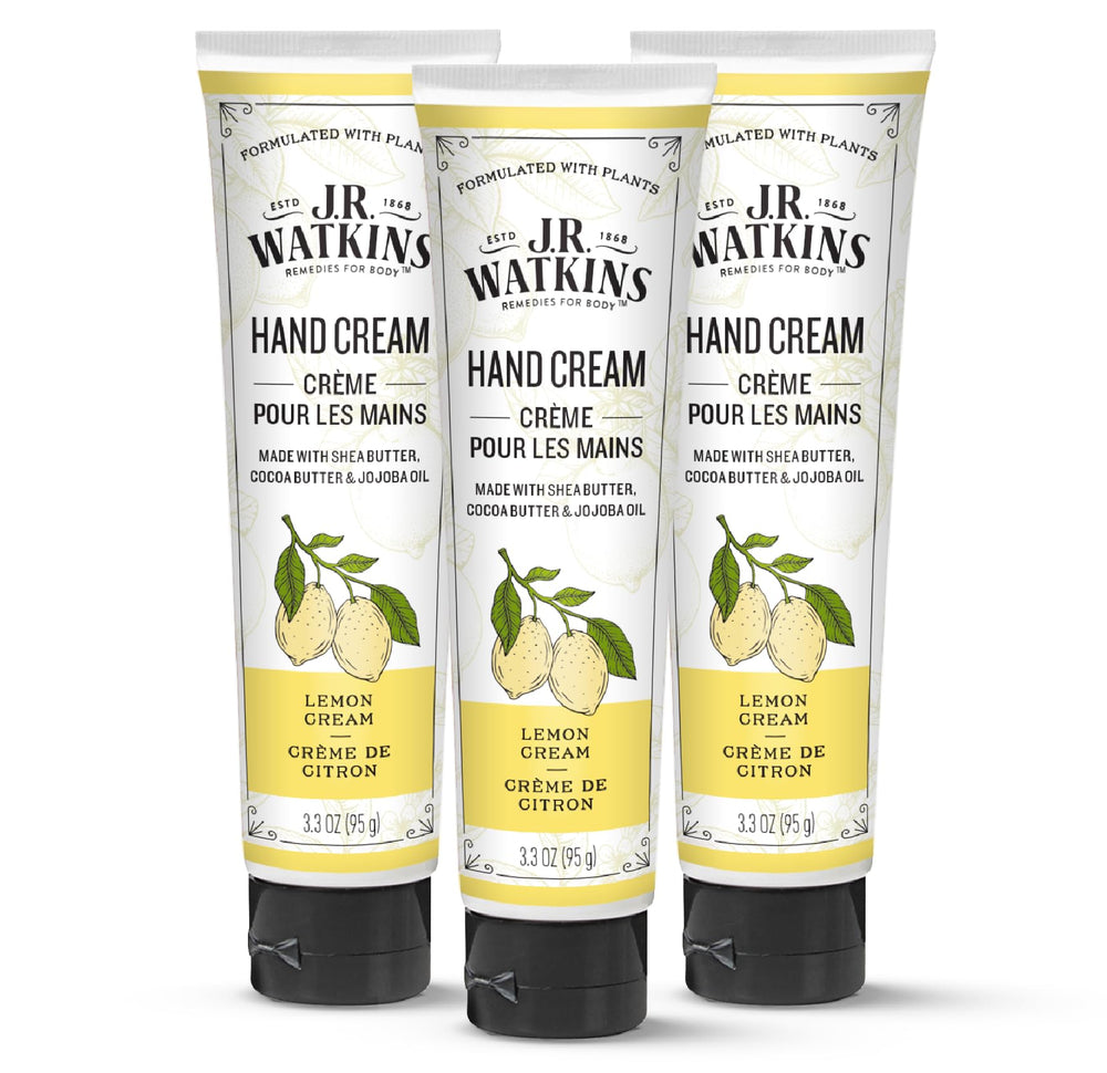 J.R. Watkins Lemon Cream Hand Cream 3-pack tubes for daily hydration