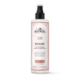 J.R. Watkins Love Body Oil Mist bottle shows a hydrating formula for smoother skin.