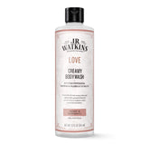 J.R. Watkins Love Creamy Body Wash bottle with Peony & Patchouli preserves moisture.