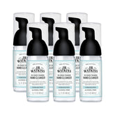 JR Watkins No-Rinse Foaming Hand Cleanser pump bottle on bathroom counter for quick hand cleaning