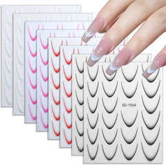 Jremg 3D gradient French tip line stickers for instant chic nail art at home