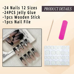 Jremg nails with glossy finish and silver star rhinestones for sparkle