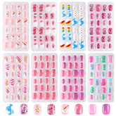Jsiallye 192pc kids nails with unicorn patterns for easy daily nail art.