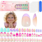 Jsiallye 96pcs kids press-on nails in short oval shape for quick at-home nail art