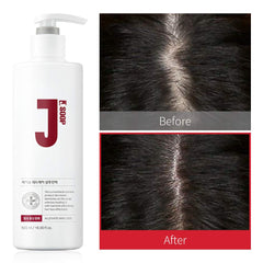 Pouring JSOOP Red J Shampoo into hand with rich foam for cleansing
