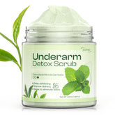 Jtopyrt Camellia Underarm Detox Scrub jar close-up showing exfoliating texture for smooth skin.