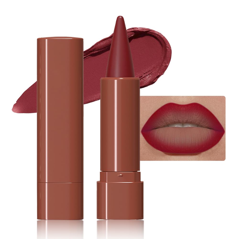 JUAAZIN Vivid Auburn Gradient Matte Lip Liner Pencil highlights rich pigment for defined contours.
