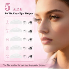 JUANPHEA lash lift kit lash pads arranged to fit various eye shapes.
