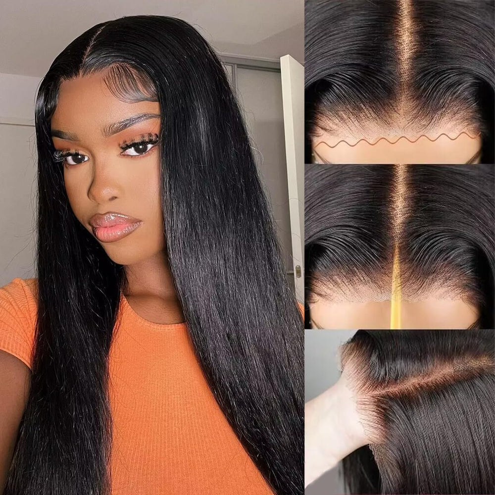JUBOTIN 26-inch straight wig with a glueless front view for easy wear.
