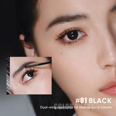JUDYDOLL dual-wing brush action delivers separated lashes and curled volume.