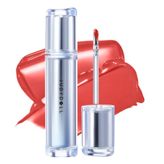 Judydoll Ice Watery Lip Gloss bottle close-up with sleek, smear-free shine