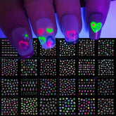 Juggssa luminous flower heart nail stickers for glow-in-the-dark Valentine nails