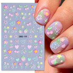 Juggssa snowflake 5D embossed nail sticker adds delicate winter sparkle.