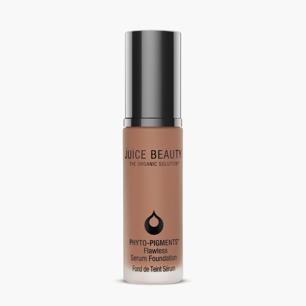 Juice Beauty Phyto-Pigments Flawless Serum Foundation bottle shows premium vegan packaging for lasting coverage