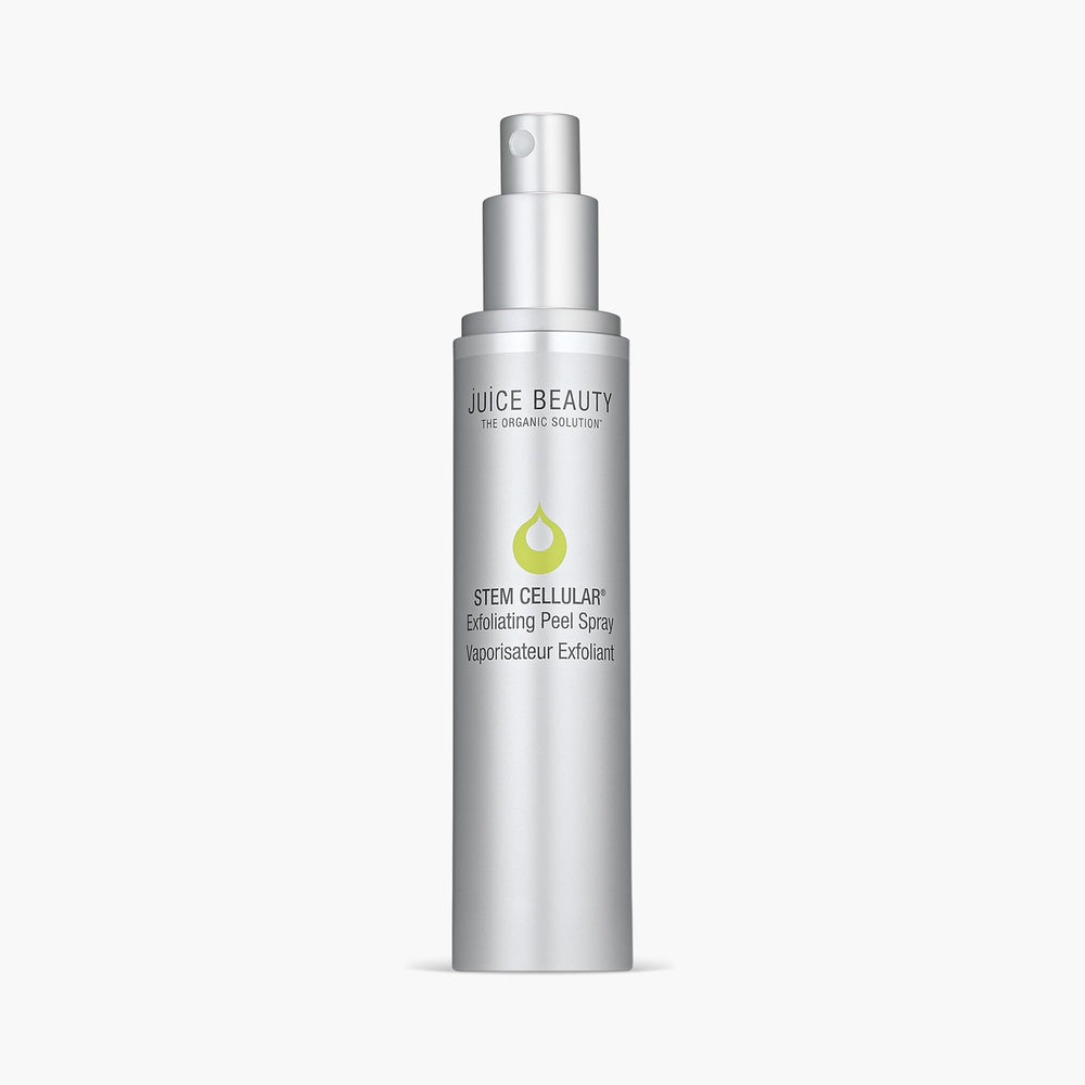 Juice Beauty Stem Cellular Exfoliating Peel Spray, bouteille 50ml, peau plus lisse après application.