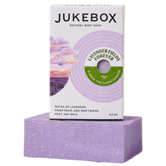JUKEBOX Lavender Fields Forever bar soap close-up highlighting lavender scent for refreshing showers.