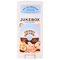 JUKEBOX natural deodorant with coconut-dreamin scent offers long-lasting freshness.