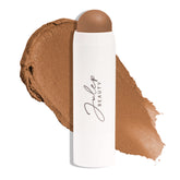 Julep Skip The Brush Blush Stick Neutral Bronze swatch on cheek for natural warmth