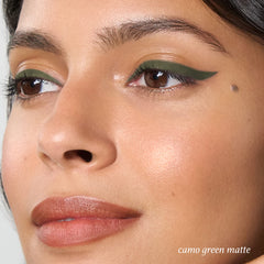 Julep When Pencil Met Gel camo green matte waterproof swatch shows staying power