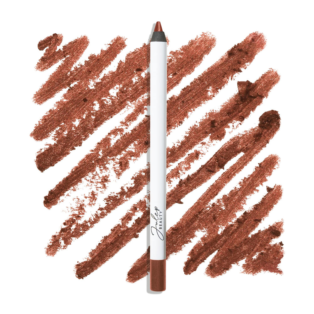 Julep When Pencil Met Gel toasted brown shimmer cap close-up for precise definition.