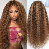 Jumida 30-inch honey blonde ombre water wave lace front wig with natural parting