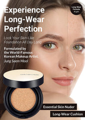 Jung Saem Mool cushion application highlights high coverage for smooth, even skin