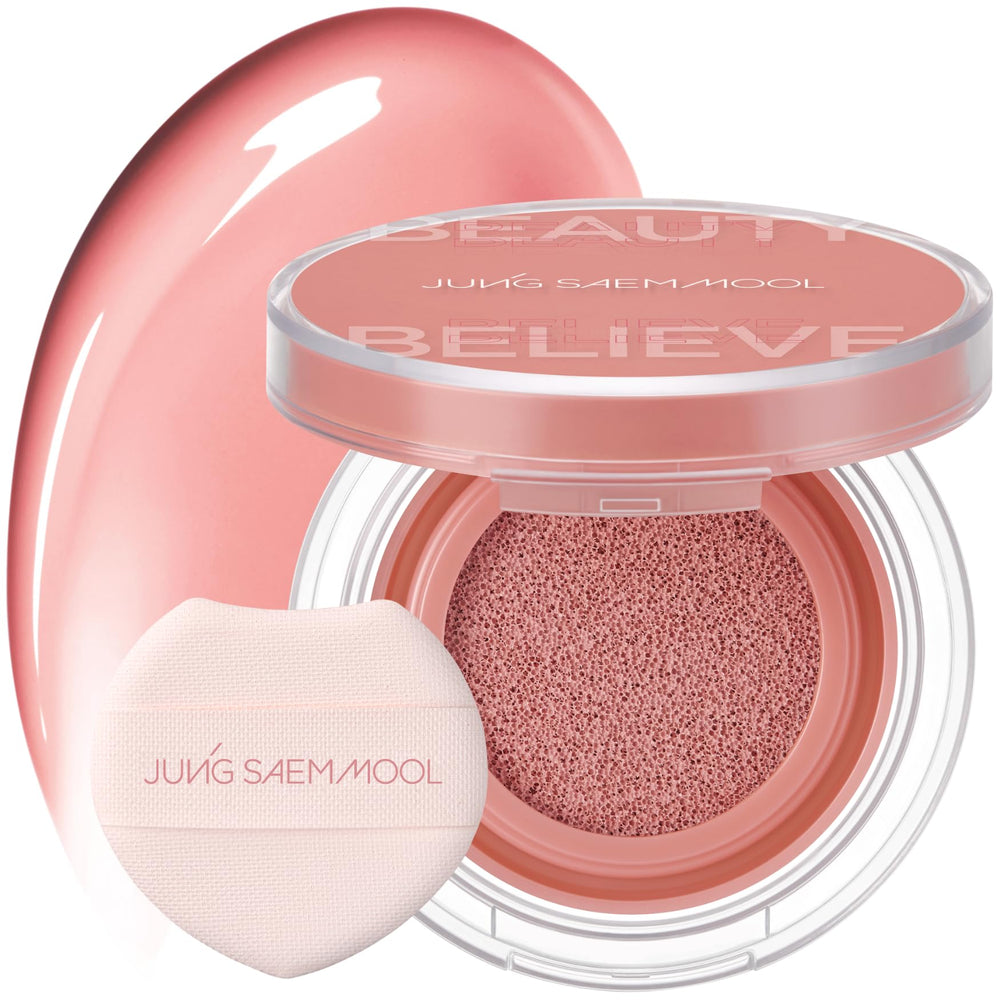 JUNG SAEM MOOL Artist Cushion Blush Coral Halo close-up swatch for dewy glow
