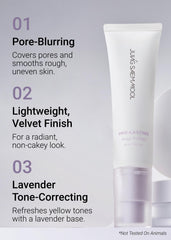 Jung Saem Mool Pro-Lasting Prep Primer Bare-lavender application demonstrates easy glide for daily use.