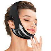 Juskaa V-Line mask worn during sleep to aid facial contouring.