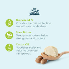 Just For Me Curl Peace scalp care image highlights hydrating formula for scalp comfort.