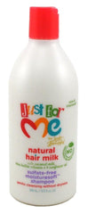 Just For Me Hair Milk Shampoo Moisturesoft pump closeup highlighting creamy lather