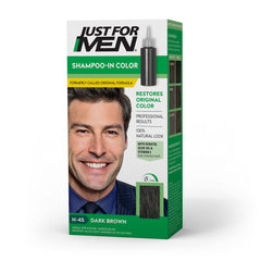 Just For Men Shampoo-In Color bottle pour for quick gray coverage.
