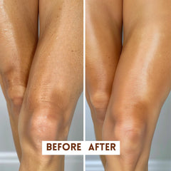 Just Nutritive anti-aging body treatment texture on skin highlighting a silky formula.