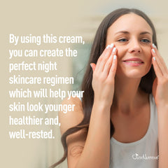 Just Nutritive anti-aging night cream texture swirl illustrating creamy, easily absorbed formula