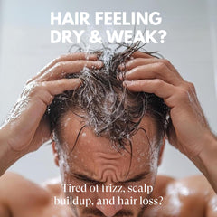 Just Nutritive Gentlemen Shampoo pour bottle demonstrates easy wash.