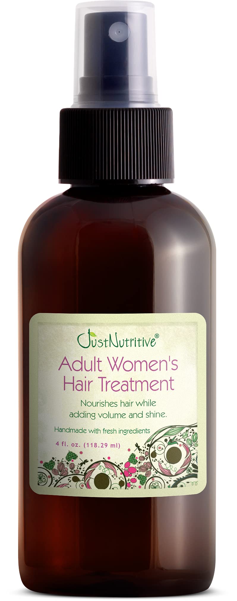 Just Nutritive hair treatment oil bottle for fuller-looking hair.