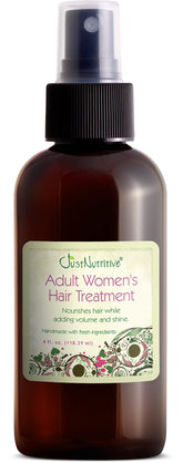 Just Nutritive hair treatment oil bottle for fuller-looking hair.