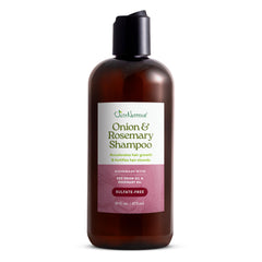 Just Nutritive Onion & Rosemary Shampoo bottle with sulfate-free formula for healthier hair