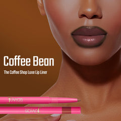 Close-up of Coffee Bean formula demonstrating kiss-proof, smudge-resistant performance.