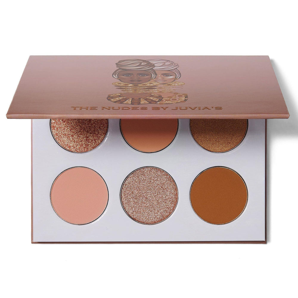 Juvia's Place The Nudes palette open shows neutral hues for versatile day-to-night looks.