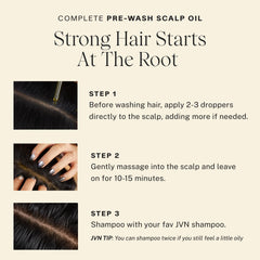 JVN scalp massage with oil demonstrates easy distribution for even coverage.