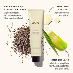 JVN Air Dry Cream tube smooths and defines textures for effortless styling.
