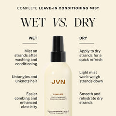 JVN Leave-In Conditioning Mist detangles hair for easier styling.