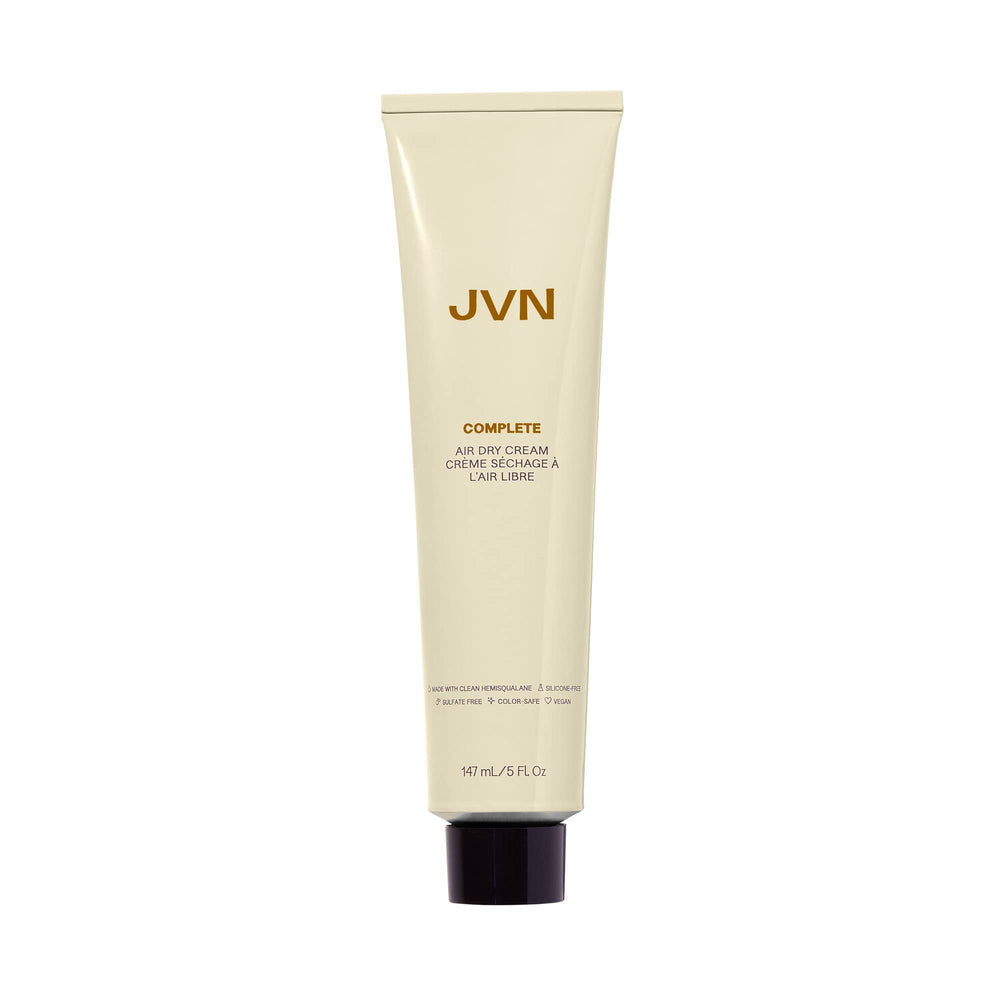 JVN No Heat Air Dry Cream bottle close-up showing lightweight hold and frizz control