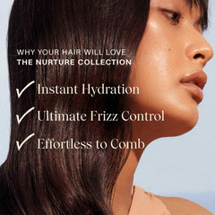 JVN Nurture Hydrating Conditioner apply-hands demonstrates quick smoothing and nourishment for ends
