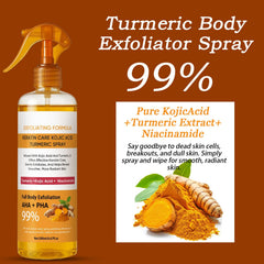 JXSVR Body Turmeric Spray angled bottle shows convenient mist nozzle for easy application.