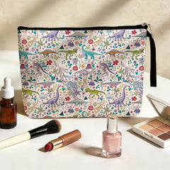 Jztco Dinosaur Cosmetic Bag side view shows compact 24x20 cm size.