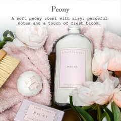 K. Hall Designs Peony Bath Salt Soak dissolving in bathwater for a spa-like experience.